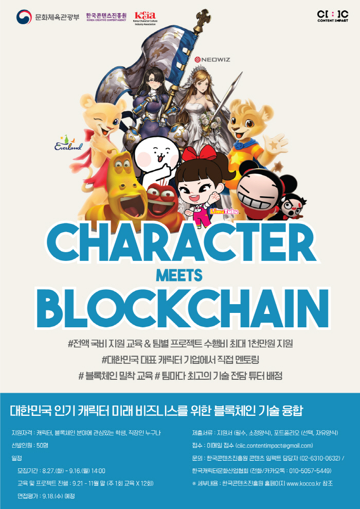 [2019 콘텐트 임팩트 혁신랩] “대한민국 인기 캐릭터의 미래 비즈니스를 위한 블록체인 기술 융합”